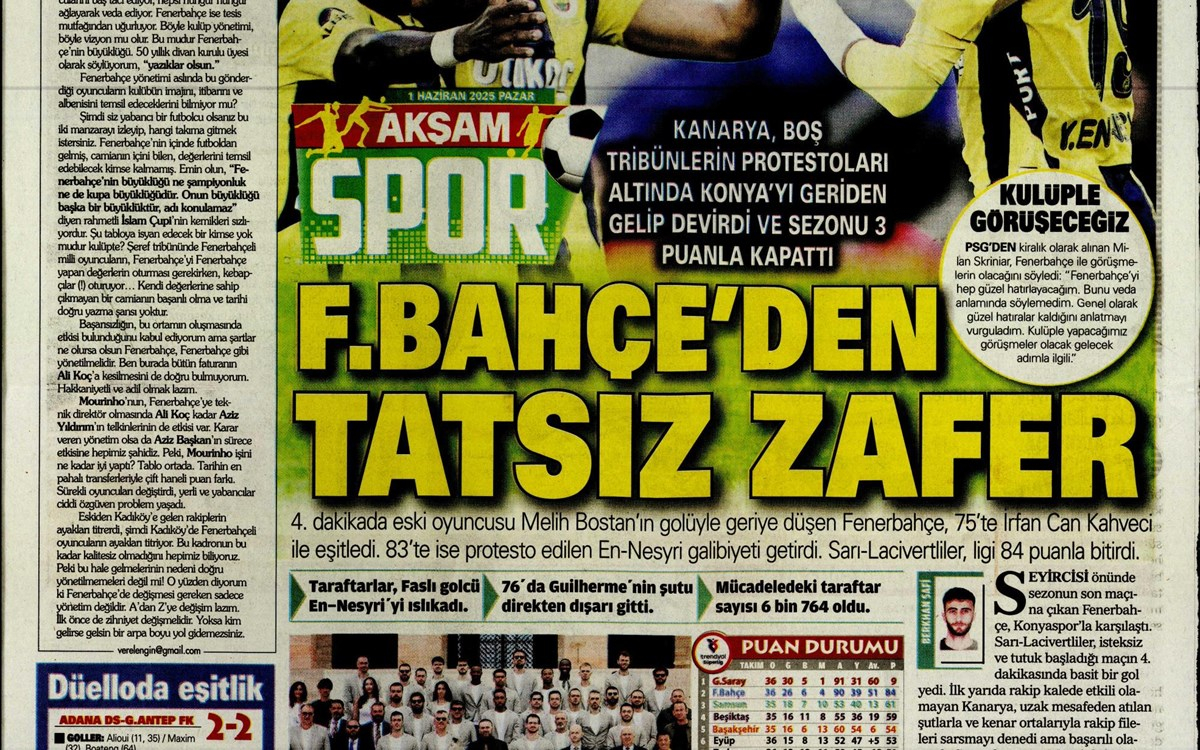Fenerbahçe'nin zaferle tamamladığı maçın görseli
